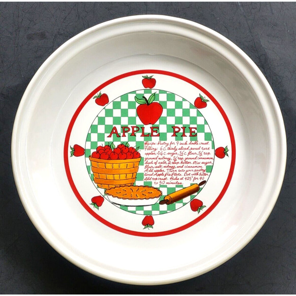 Vintage Apple Pie Recipe Baking Dish Over and Back Inc Indoor Outfitters 10.5x2" - Picture 7 of 7
